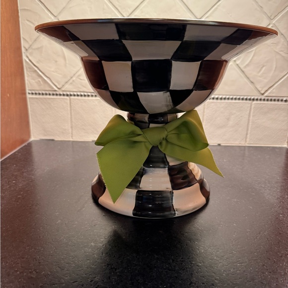 MacKenzie-Childs Checkered Bowl with Lime Ribbon - Picture 2 of 5